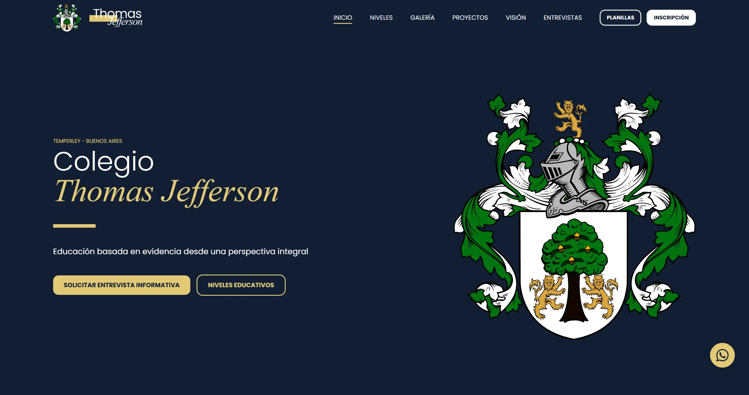 Captura del sitio Colegio Thomas Jefferson